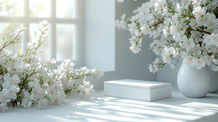 Flowers in a vase on a windowsill, adding a touch of nature and elegance to the room of romance and elegance. Decorative gifting beautifully for a birthday or wedding celebrate. Generative AI