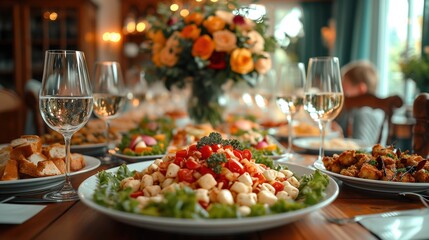 Fototapeta na wymiar festive table setting with dishes