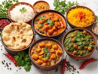 Indian cuisine dishes assortment