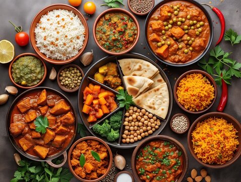 Indian cuisine dishes assortment