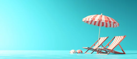 Crédence de cuisine en verre imprimé Turquoise Beach umbrella