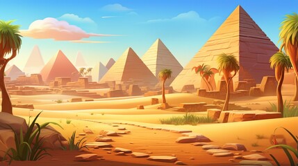 empty egypt background in 3D cartoon - obrazy, fototapety, plakaty
