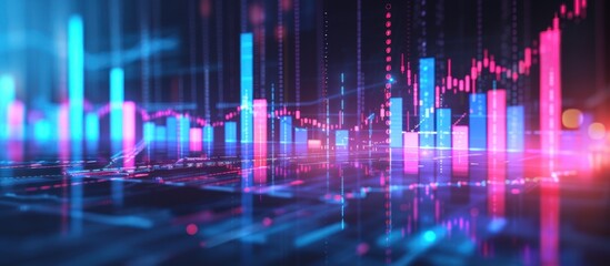 Business finance trading analytic with Neon Bars and Graphs Illuminate. AI generated