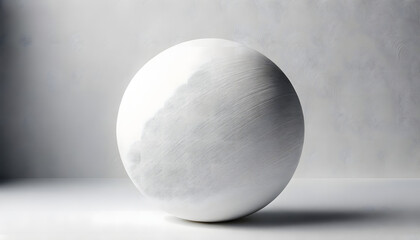 Composition monochrome blanc avec une boule - obrazy, fototapety, plakaty