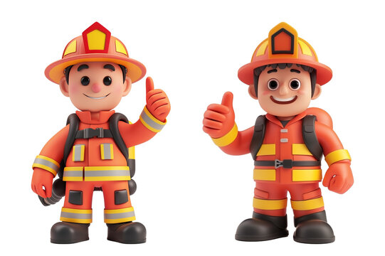 3d male firefighter on transparent background