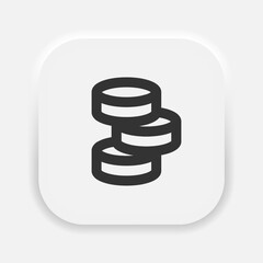 Money coins vector icon in neumorphism style. Coin stack symbol. Vector EPS 10