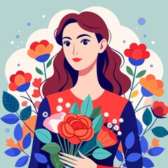 Obraz na płótnie Canvas women with flower illustration 