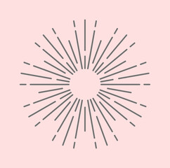 Sunburst beams logo. Sun burst doodle beam. Radial sunrise vector icon set