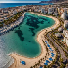 Papier Peint photo Destinations Beautiful seaside city scenery, aerial photography perspective, sunny beach and modern buildings, vacation destination, leisure lifestyle