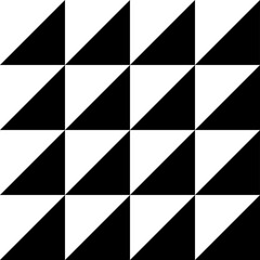 A pattern of triangles. Black and white triangles. Simple black and white background. Template for fabric, packaging, wallpaper, etc. Vector pattern.