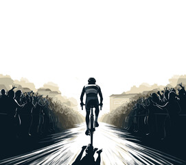 silhouette of male cycling during race