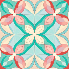Fototapeta premium Illustration of flower pattern, retro