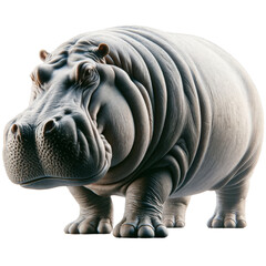 Simplified Hippopotamus Sculpture on White, Contemporary Artistic Representation of African Wildlife