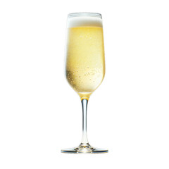 Elegant Champagne Glass with Sparkling Bubbles on a Bright Background