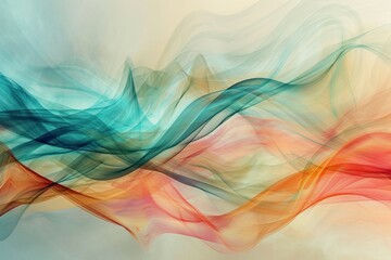 Colorful smoke waves flowing on a light background