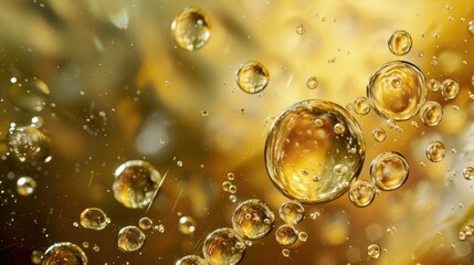 Golden Oil Bubbles Macro Shot