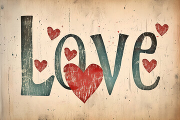 A postcard with the word "LOVE". Used for invitation to the wedding, greeting cards, flyers. Vector illustration.
