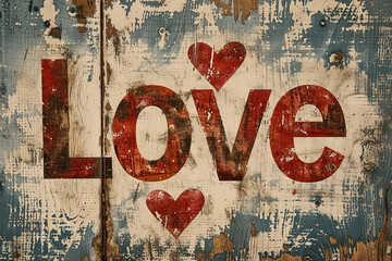 A postcard with the word "LOVE". Used for invitation to the wedding, greeting cards, flyers. Vector illustration.
