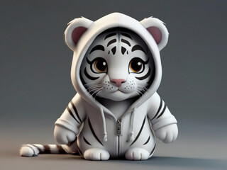 animated White Tiger wearing hoodie