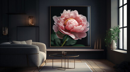 Peony bloom adding harmony to an elegant interior setting