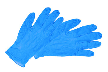 Protective measures against the coronavirus. Close-up of a pair of medical gloves for the doctor or clinic staff isolated on a white background. Personal protective equipment.