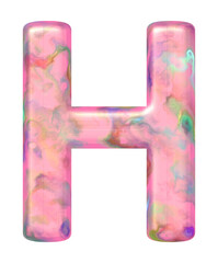 Letter H of the alphabet in pearl pink color on transparent png background