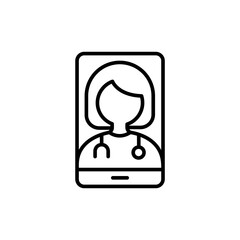 Online consultation outline icons, minimalist vector illustration ,simple transparent graphic element .Isolated on white background