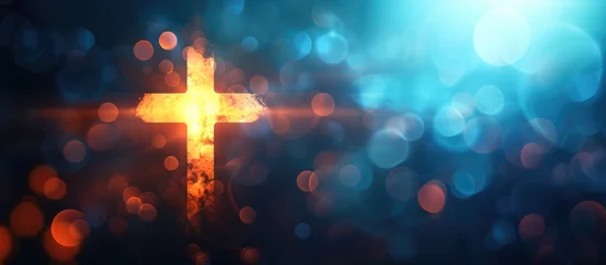 Fotobehang Blurry Christian cross symbol. © 2rogan
