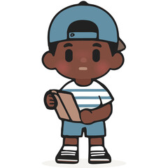 Fototapeta premium cute boy cartoon character holding book vector illustrator