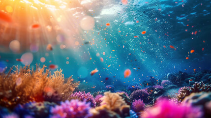 Fototapeta na wymiar scene with ocean underwater , seascape