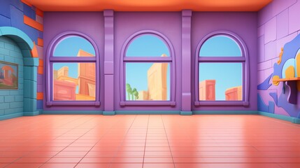 3D cartoon empty background for kids and animation
