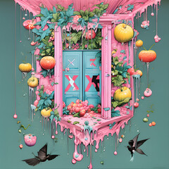 christmas wreath with candles Generative AI
