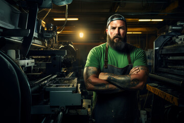 Fototapeta na wymiar A Day in the Life of a Printing Machine Operator: A Portrait Amidst the Machinery