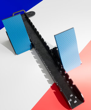 Running blocks with a French flag background 3d render