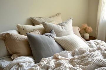 bed with highthreadcount linen and plush pillows