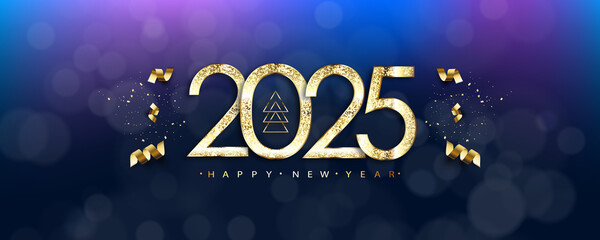 Fototapeta na wymiar Happy New Year 2025 Greeting Card
