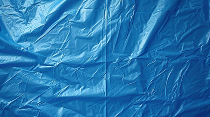 Blue plastic wrinkled bag texture and background.