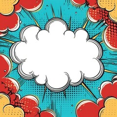 Colorful bright speech bubble in pop art, comics style. Copy space for text.