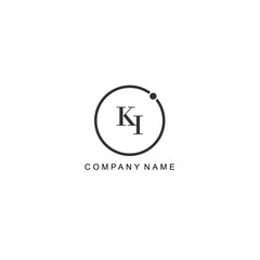 Initial KI letter management label trendy elegant monogram company