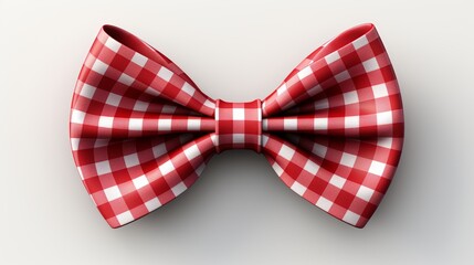 Vibrant red gift bow on white background, festive gift mood with copy space for text