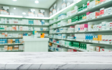 Lost in Time: The Serene White Marble Counter in the Pharmacy