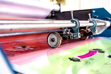 Press printing printshop Offset machine. Offset press is a printing machine designed to produce fine quality reproductions.