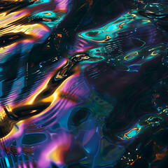 an iridescent holographic colored super smooth shiny black calm ocean texture pattern, background 