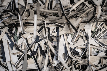 Bales of cardboard and box board with strapping wire ties