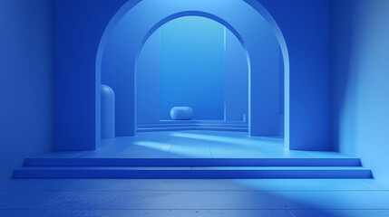 Different geometric shapes stacked in beautiful compositions Abstract 3d render, geometric composition, blue background design, Bright colour