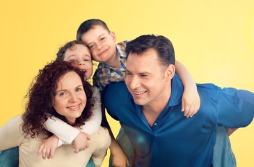 Fototapeta premium A happy young family have fun