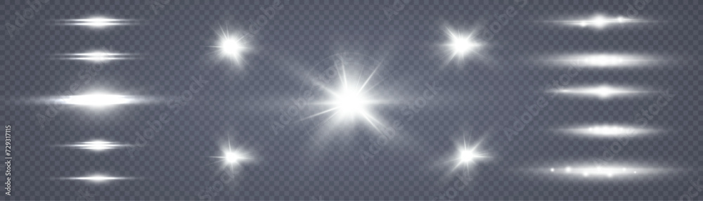 Aufkleber white glowing light explodes on a transparent background. bright star. transparent shining sun, brig