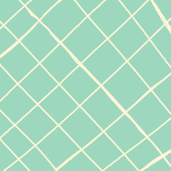 Vector hand drawn cute checkered pattern. Plaid geometrical simple texture. Crossing lines. Abstract cute delicate pattern ideal for fabric, textile, wallpaper.