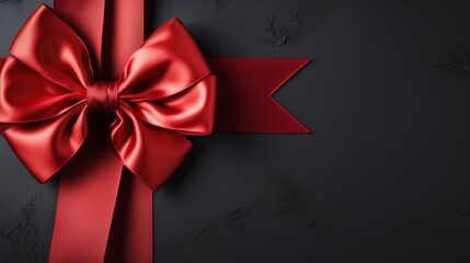 Vibrant red gift bow with copy space on white background for festive mood and text placement