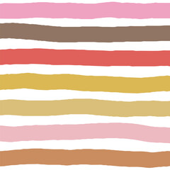 Retro colors horizontal stripes vector. Hand drawn doodle geometric abstract stripped background. pale modern color palette on white background.